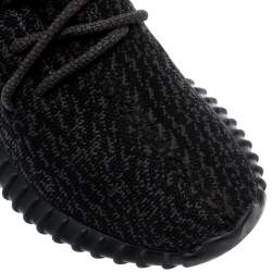 Pre Owned Yeezy x Adidas Black/Grey Knit Fabric Boost 350 Pirate Black Sneakers Size 39.5