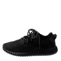 Pre Owned Yeezy x Adidas Black/Grey Knit Fabric Boost 350 Pirate Black Sneakers Size 39.5
