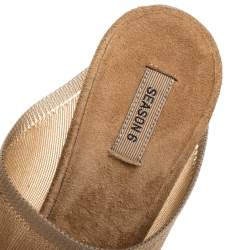 Pre Owned Yeezy Beige Mesh and Suede Season 6 Open Toe Mule Sandal Size 37