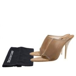 Pre Owned Yeezy Beige Mesh and Suede Season 6 Open Toe Mule Sandal Size 37