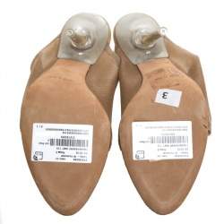 Pre Owned Yeezy Beige Mesh and Suede Season 6 Open Toe Mule Sandal Size 37