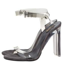 Yeezy Grey PVC Season 6 Open Toe Ankle Strap Sandals Size 39