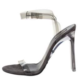 Yeezy Grey PVC Season 6 Open Toe Ankle Strap Sandals Size 39