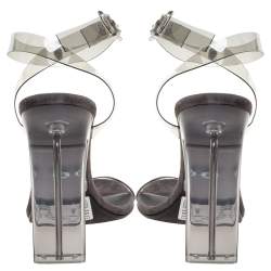 Yeezy Grey PVC Season 6 Open Toe Ankle Strap Sandals Size 39
