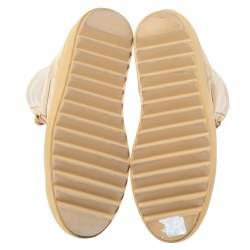 Pre Owned Yeezy Light Brown Canvas and Suede Season 3 Rock Military Boots Size 37