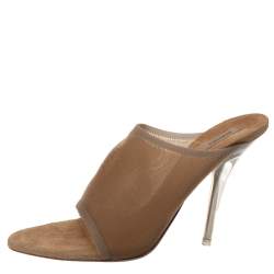 Yeezy Beige Mesh Season 6 Open Toe Mule Sandals Size 38