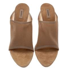 Yeezy Beige Mesh Season 6 Open Toe Mule Sandals Size 38