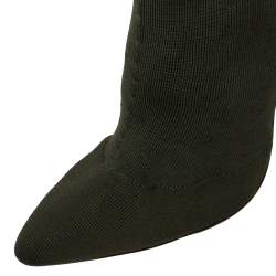 Yeezy  Season 2  Green Fabric Pointed Toe Sock Boots Size 38