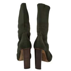 Yeezy  Season 2  Green Fabric Pointed Toe Sock Boots Size 38