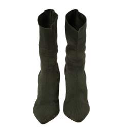Yeezy  Season 2  Green Fabric Pointed Toe Sock Boots Size 38