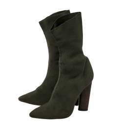 Yeezy  Season 2  Green Fabric Pointed Toe Sock Boots Size 38