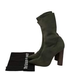 Yeezy  Season 2  Green Fabric Pointed Toe Sock Boots Size 38