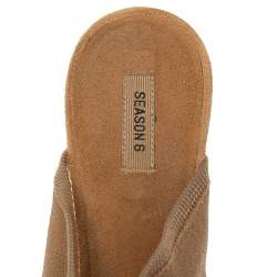 Pre Owned Yeezy Beige Mesh Season 6 Pointed Toe Mules Sandals Size 39.5