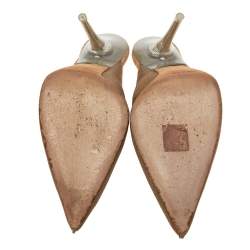 Pre Owned Yeezy Beige Mesh Season 6 Pointed Toe Mules Sandals Size 39.5