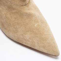 Yeezy Season 5 Beige Suede Over The Knee Length Pointed Toe Boots Size 39