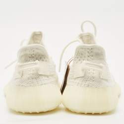 Yeezy x Adidas White Knit Fabric Boost 350 V2 Bone Sneakers Size 40 2/3