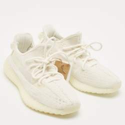 Yeezy x Adidas White Knit Fabric Boost 350 V2 Bone Sneakers Size 40 2/3