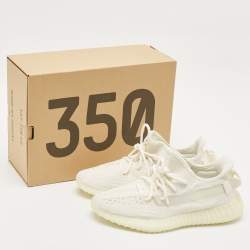 Yeezy x Adidas White Knit Fabric Boost 350 V2 Bone Sneakers Size 40 2/3