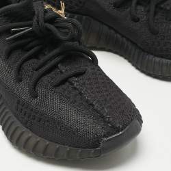 Pre Owned Yeezy x Adidas Black Knit Fabric Boost 350 V2 Onyx Sneakers Size 36 2/3