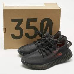 Pre Owned Yeezy x Adidas Black Mesh Boost 350 V2 Mono Cinder Sneakers Size 37 1/3