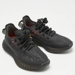 Pre Owned Yeezy x Adidas Black Mesh Boost 350 V2 Mono Cinder Sneakers Size 37 1/3