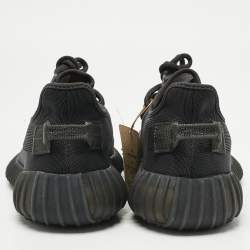 Pre Owned Yeezy x Adidas Black Mesh Boost 350 V2 Mono Cinder Sneakers Size 37 1/3