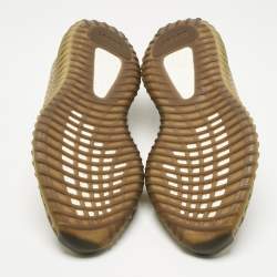 Pre Owned Yeezy x Adidas Brown Knit Fabric Boost 350 V2 Sand Taupe Sneakers Size 41 1/3