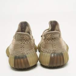 Pre Owned Yeezy x Adidas Brown Knit Fabric Boost 350 V2 Sand Taupe Sneakers Size 36 2/3