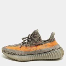 Pre Owned Yeezy x Adidas Boost 350 V2 Beluga Reflective Size 40 Grey/Orange Knit Fabric Low Top Sneakers