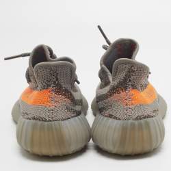 Pre Owned Yeezy x Adidas Boost 350 V2 Beluga Reflective Size 40 Grey/Orange Knit Fabric Low Top Sneakers