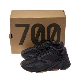 Pre Owned Yeezy x Adidas Dark Grey Suede And Mesh Yeezy 700 Utility Black Sneakers Size 38