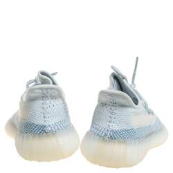 Pre Owned Yeezy x Adidas Blue/White Cotton Knit Boost 350 V2 'Cloud White' Sneakers Size 37