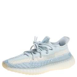 Pre Owned Yeezy x Adidas Blue/White Cotton Knit Boost 350 V2 'Cloud White' Sneakers Size 37