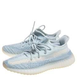 Pre Owned Yeezy x Adidas Blue/White Cotton Knit Boost 350 V2 'Cloud White' Sneakers Size 37