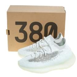 Pre Owned Yeezy x Adidas Mint Green Knit Fabric And Mesh Boost 380 Calcite Glow Sneakers Size 37