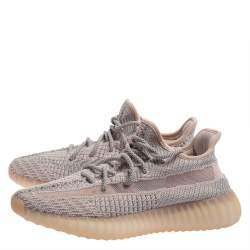 Pre Owned Yeezy x adidas Pink/Grey Knit Fabric Boost 350 V2 Synth Non-Reflective Sneakers Size 40 2/3
