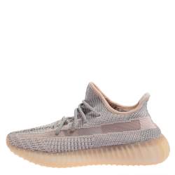 Pre Owned Yeezy x adidas Pink/Grey Knit Fabric Boost 350 V2 Synth Non-Reflective Sneakers Size 40 2/3