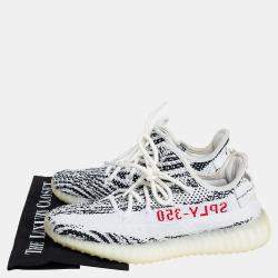 Pre Owned Yeezy x adidas White/Black Knit Fabric Boost 350 V2 Zebra Sneakers Size 40