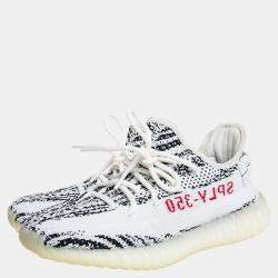 Pre Owned Yeezy x adidas White/Black Knit Fabric Boost 350 V2 Zebra Sneakers Size 40