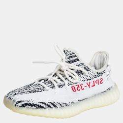 Pre Owned Yeezy x adidas White/Black Knit Fabric Boost 350 V2 Zebra Sneakers Size 40