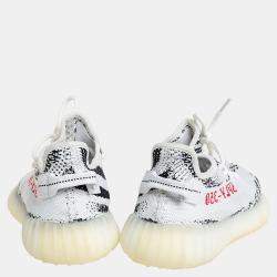 Pre Owned Yeezy x adidas White/Black Knit Fabric Boost 350 V2 Zebra Sneakers Size 40