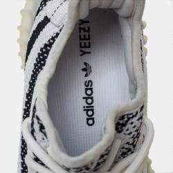 Pre Owned Yeezy x adidas White/Black Knit Fabric Boost 350 V2 Zebra Sneakers Size 40