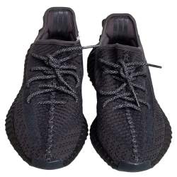 Pre Owned Yeezy x adidas Black Knit Fabric 350 V2 Static Low Top Sneakers Size 37 1/3