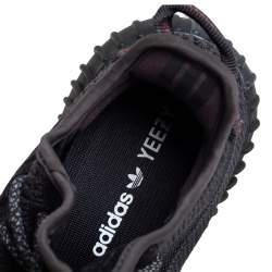 Pre Owned Yeezy x adidas Black Knit Fabric 350 V2 Static Low Top Sneakers Size 37 1/3