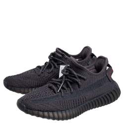 Pre Owned Yeezy x adidas Black Knit Fabric 350 V2 Static Low Top Sneakers Size 37 1/3