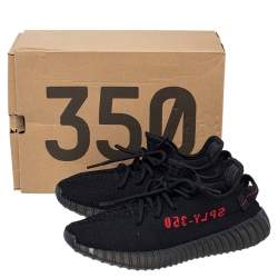 Pre Owned Yeezy x adidas Black Knit Fabric Boost 350 V2 Low Top Sneakers Size 38 2/3