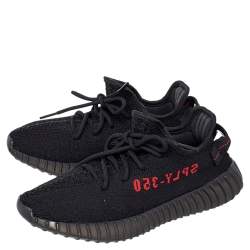 Pre Owned Yeezy x adidas Black Knit Fabric Boost 350 V2 Low Top Sneakers Size 38 2/3