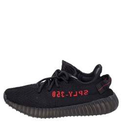 Pre Owned Yeezy x adidas Black Knit Fabric Boost 350 V2 Low Top Sneakers Size 38 2/3