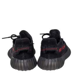 Pre Owned Yeezy x adidas Black Knit Fabric Boost 350 V2 Low Top Sneakers Size 38 2/3