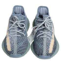 مملوكة مسبقًا Yeezy x Adidas Blue/Yellow Knit Fabric Boost 350 V2 Ash Blue Sneakers Size 37 1/3
